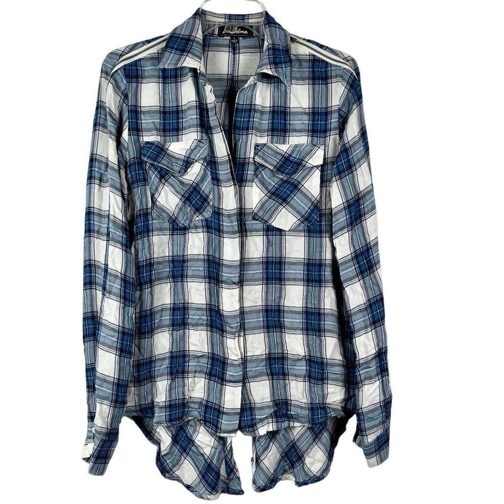 Sam Edelman Button Down Flannel Split Tail Plaid Top Small